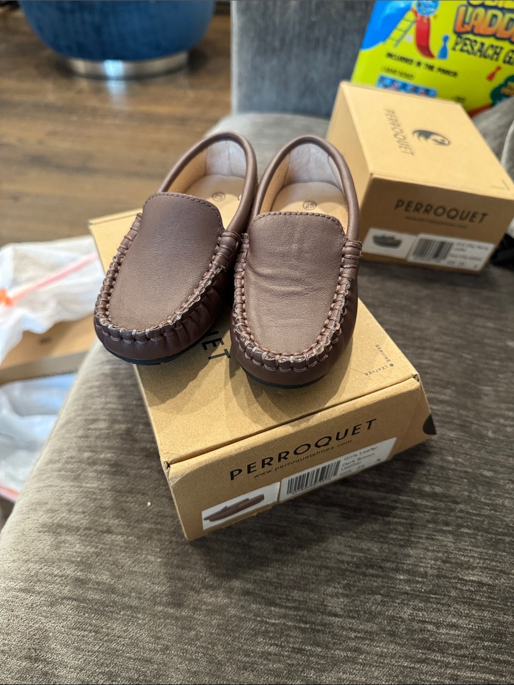 Boys' Brown Leather Moccasin Loafers